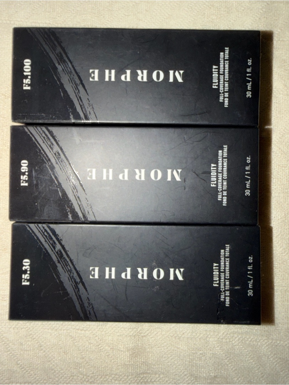 Morphe Foundation Fluidity F5.30 F5.90 F5.100 Black Packaging